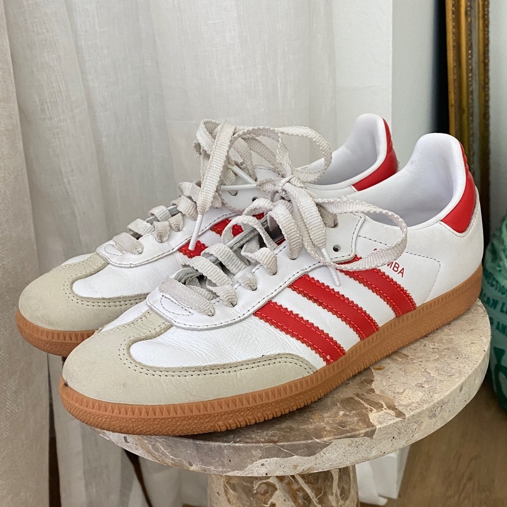Adidas Samba White and Red Trainers